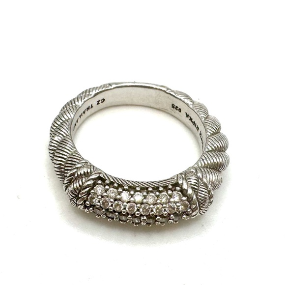Judith Ripka Sterling Silver Cubic Zirconia Twisted Rope Band Ring Sz 6 - Picture 4 of 5
